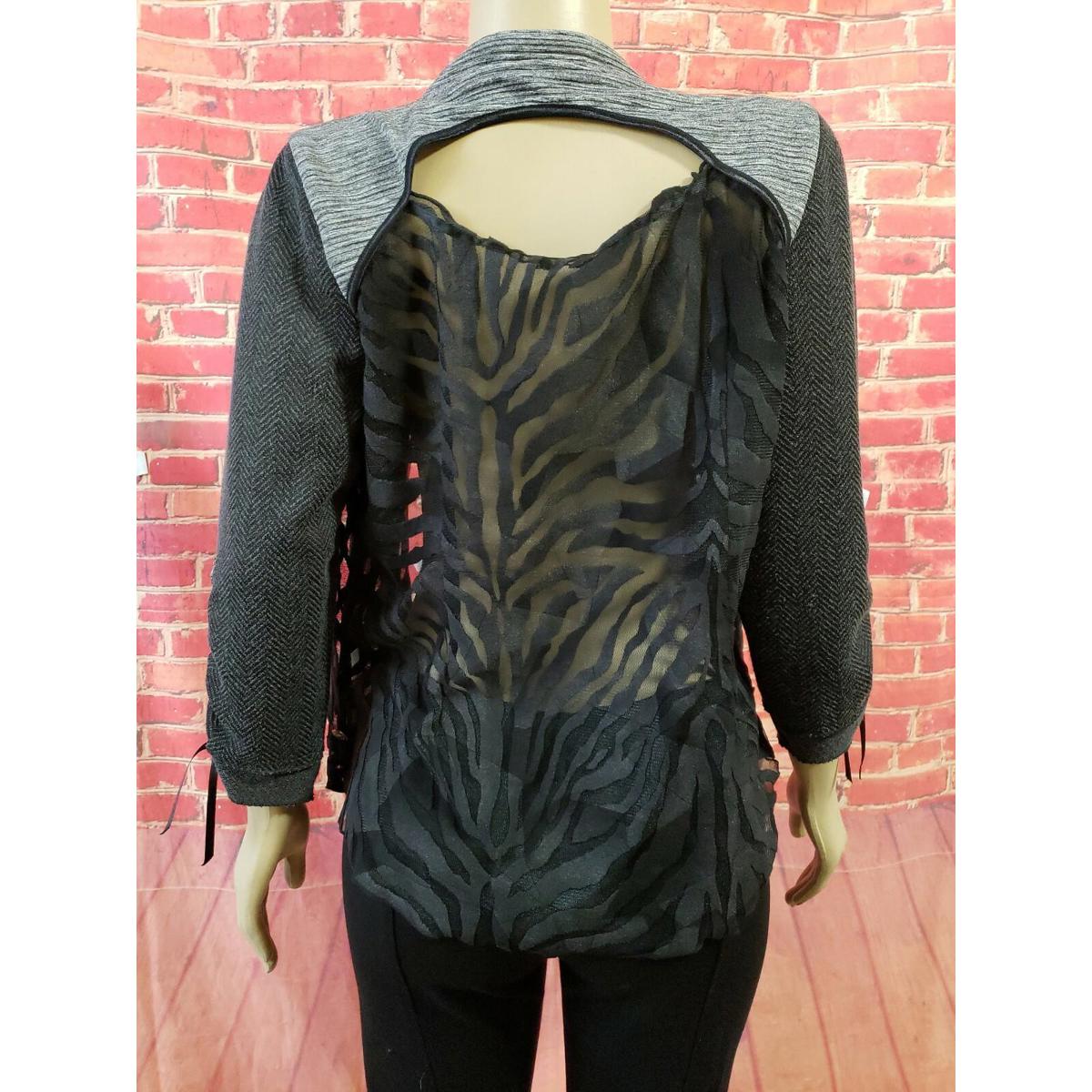 Le Blanc Mouton Combo Black Women's Open Cardigan Jacket Size L?